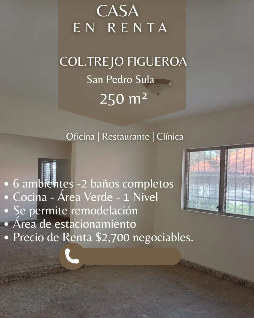 Casa en renta en Colonia Trejo, San Pedro Sula | Caicedo Enterprise